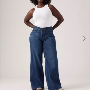 Levi's 318 Shaping Wide Leg Jeans- dark blue